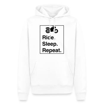 Design cool « Ride Sleep Repeat » pour lui et elle - Sweat à capuche Premium bio Homme - blanc - Devant - Nico (187cm)