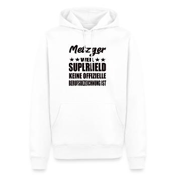 Metzger Superheld Spruch - Männer Premium Bio Hoodie - Weiß - Vorne - Nico (187cm)