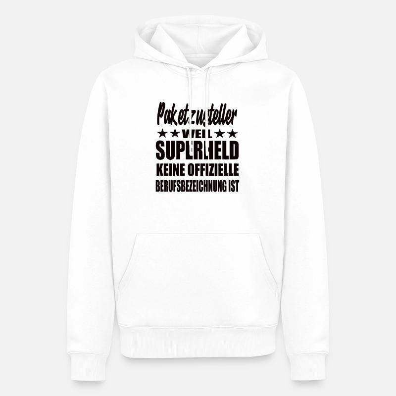 Paketzusteller Superheld Spruch - Männer Premium Bio Hoodie - Weiß