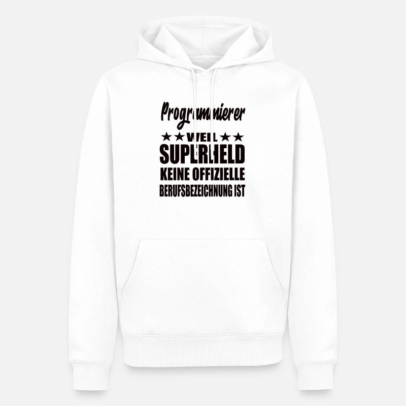 Programmierer Superheld Spruch - Männer Premium Bio Hoodie - Weiß