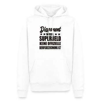 Disponent Superheld Spruch - Männer Premium Bio Hoodie - Weiß - Vorne - Nico (187cm)