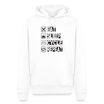 Manger cycle de sommeil répéter - Sweat à capuche Premium bio Homme - blanc - Devant - Nico (187cm)