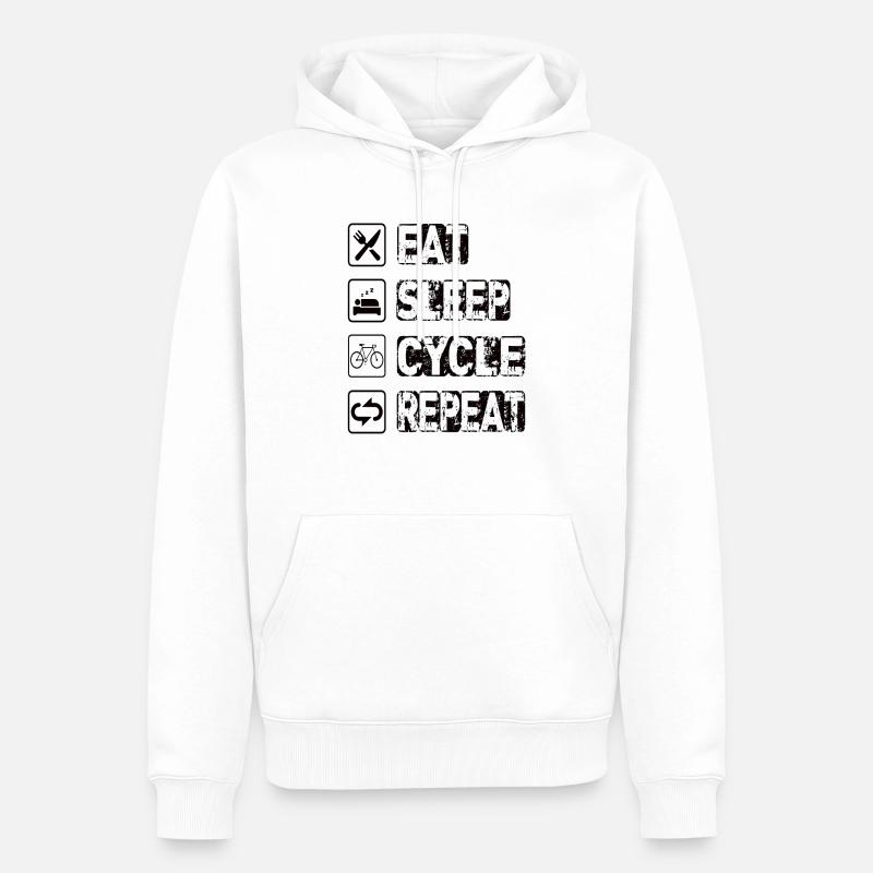 Manger cycle de sommeil répéter - Sweat à capuche Premium bio Homme - blanc
