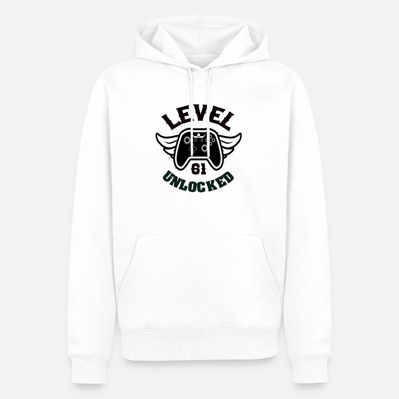 Niveau 61 Débloqué 61 Anniversaire - Sweat à capuche Premium bio Homme - blanc