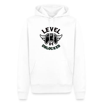 Niveau 84 Débloqué 84 Anniversaire - Sweat à capuche Premium bio Homme - blanc - Devant - Nico (187cm)