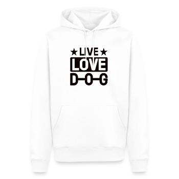 Live Love Dog - Sweat à capuche Premium bio Homme - blanc - Devant - Nico (187cm)