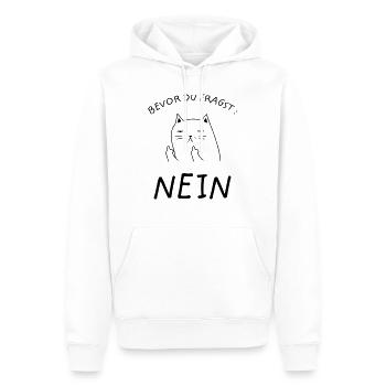 Bevor Du Fragst Nein - Katze Mittelfinger - Männer Premium Bio Hoodie - Weiß - Vorne - Nico (187cm)