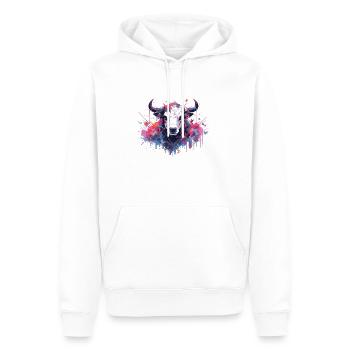 Vache Tête de vache Audacieuse Agriculture Veau - Sweat à capuche Premium bio Homme - blanc - Devant - Nico (187cm)
