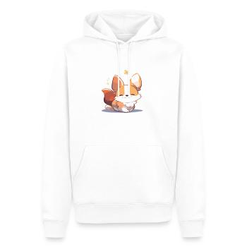 Corgi Chien - Sweat à capuche Premium bio Homme - blanc - Devant - Nico (187cm)