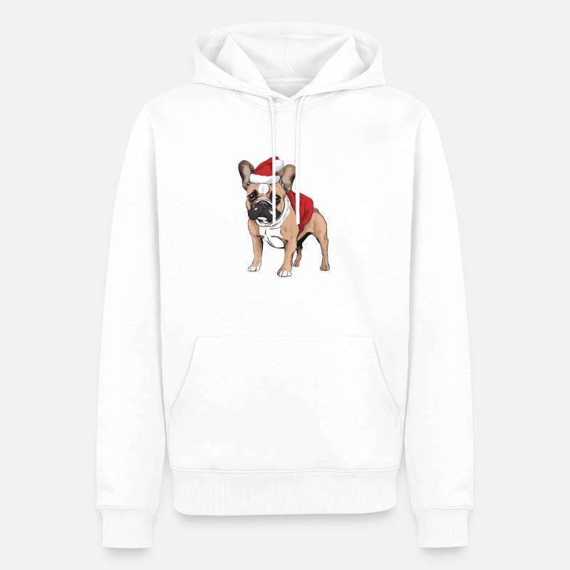 Noël bouledogue français - Sweat à capuche Premium bio Homme - blanc