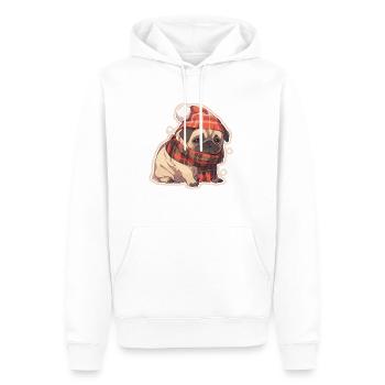 Carlin Carlin Chien Carlin Noël Carlin Noël - Sweat à capuche Premium bio Homme - blanc - Devant - Nico (187cm)