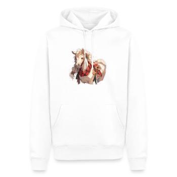 Cheval, Chevaux, Noël, Équitation, Sports équestres - Sweat à capuche Premium bio Homme - blanc - Devant - Nico (187cm)