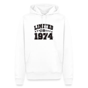 Édition limitée 1974 - Sweat à capuche Premium bio Homme - blanc - Devant - Nico (187cm)