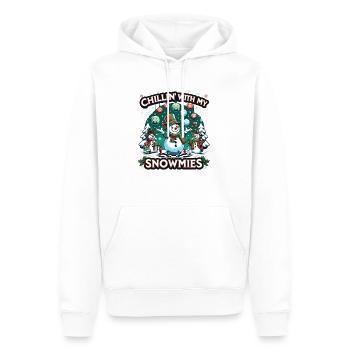 Chillin avec mes snowmies bonhomme de neige - Sweat à capuche Premium bio Homme - blanc - Devant - Nico (187cm)