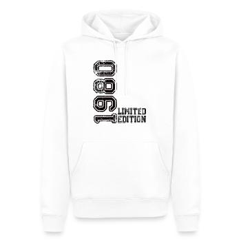 Édition limitée 1980 - Sweat à capuche Premium bio Homme - blanc - Devant - Nico (187cm)