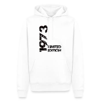 Édition limitée 1973 - Sweat à capuche Premium bio Homme - blanc - Devant - Nico (187cm)