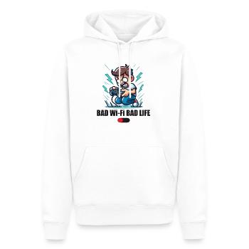 Bad Wi-Fi Bad Life Wlan Spruch Internet Signal - Männer Premium Bio Hoodie - Weiß - Vorne - Nico (187cm)