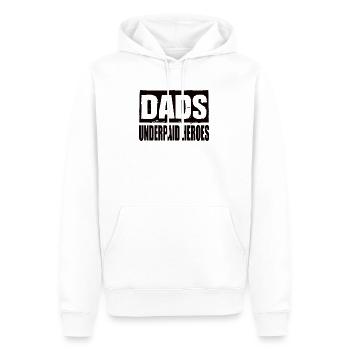 Les papas sous-payés des héros papa disent papa fête des pères - Sweat à capuche Premium bio Homme - blanc - Devant - Nico (187cm)