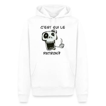 C est qui le patron? - Sweat à capuche Premium bio Homme - blanc - Devant - Nico (187cm)