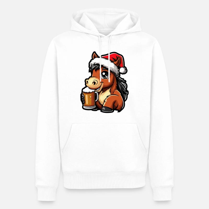 Bière de Noël de cheval - Sweat à capuche Premium bio Homme - blanc