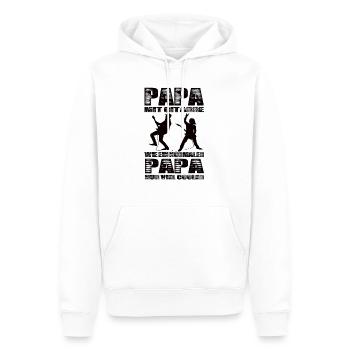 Papa avec une guitare comme un papa normal, mais plus frais - Sweat à capuche Premium bio Homme - blanc - Devant - Nico (187cm)