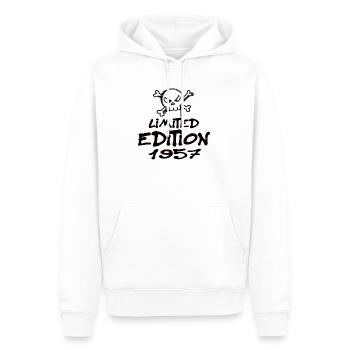 Edition Limitée 1957 Anniversaire Né 1957 - Sweat à capuche Premium bio Homme - blanc - Devant - Nico (187cm)