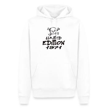Edition Limitée 1971 Anniversaire Né 1971 - Sweat à capuche Premium bio Homme - blanc - Devant - Nico (187cm)