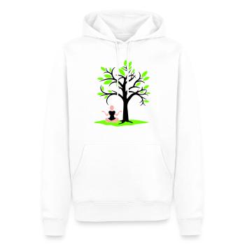 Méditation Sous l’arbre Forêt Transe Femme Médite - Sweat à capuche Premium bio Homme - blanc - Devant - Nico (187cm)