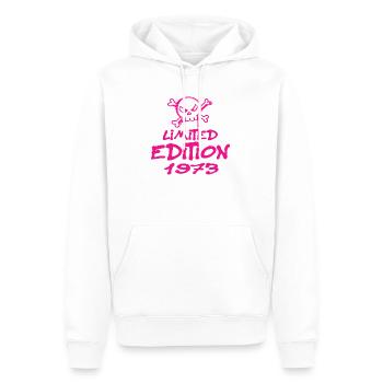 Edition Limitée 1973 Anniversaire Né 1973 - Sweat à capuche Premium bio Homme - blanc - Devant - Nico (187cm)