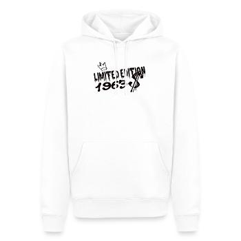 Edition Limitée 1963 Anniversaire Né 1963 - Sweat à capuche Premium bio Homme - blanc - Devant - Nico (187cm)