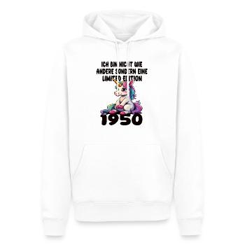 Edition Limitée 1950 Anniversaire Né 1950 - Sweat à capuche Premium bio Homme - blanc - Devant - Nico (187cm)