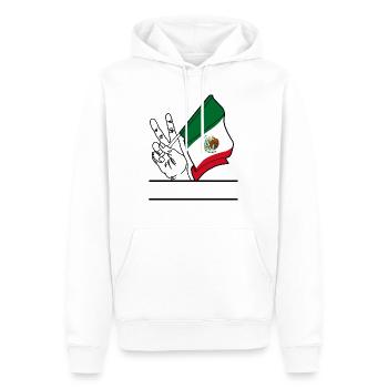 Flagge Mexiko transparentes Peace-Zeichen Textfeld - Männer Premium Bio Hoodie - Weiß - Vorne - Nico (187cm)
