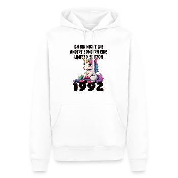 Edition Limitée 1992 Anniversaire 1992 Naissance - Sweat à capuche Premium bio Homme - blanc - Devant - Nico (187cm)