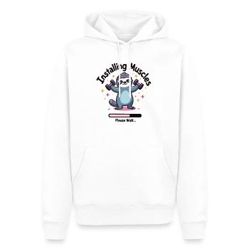 Installing Muscles Please Wait Faultier Fitness - Männer Premium Bio Hoodie - Weiß - Vorne - Nico (187cm)