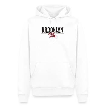 Pont Brooklyn Vibes, New York, New York - Sweat à capuche Premium bio Homme - blanc - Devant - Nico (187cm)