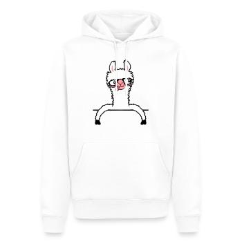 Llama Nerd Geek Lunettes à monture de corne Smart Funny Grimace - Sweat à capuche Premium bio Homme - blanc - Devant - Nico (187cm)