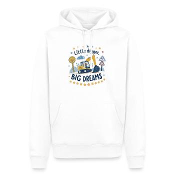 Little Digger Big Dreams – Süßes Bagger Design - Männer Premium Bio Hoodie - Weiß - Vorne - Nico (187cm)
