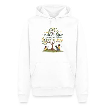 Spielend Lernen und Wachsen – Kindermotiv Design - Männer Premium Bio Hoodie - Weiß - Vorne - Nico (187cm)
