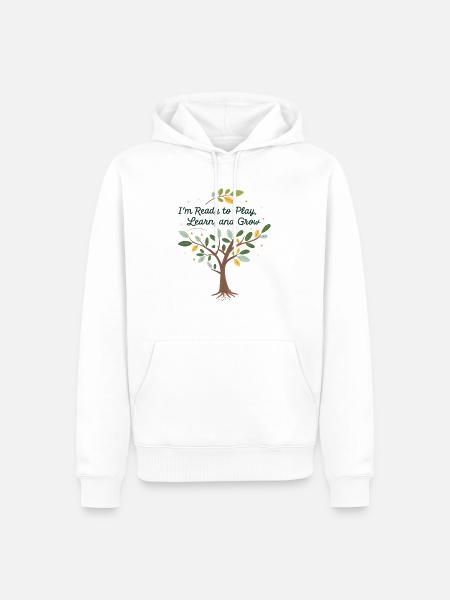 Spielend Lernen und Wachsen – Kindermotiv Design - Herre Premium økologisk hoodie - hvid