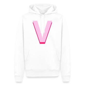 Pop und moderner rosa Buchstabe v - Männer Premium Bio Hoodie - Weiß - Vorne - Nico (187cm)