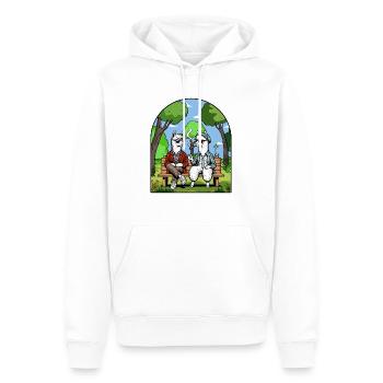 Alpaka Vibes - Rauchpause - Männer Premium Bio Hoodie - Weiß - Vorne - Nico (187cm)