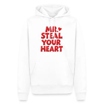 Mr Steal Your Heart Romantique Saint-Valentin - Sweat à capuche Premium bio Homme - blanc - Devant - Nico (187cm)
