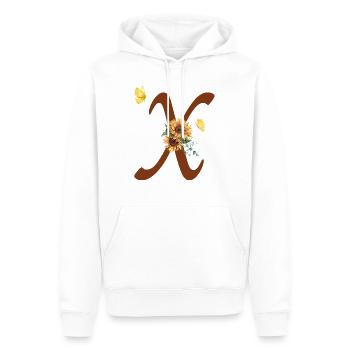 Buchstabe x Sonnenblume Schmetterling - Männer Premium Bio Hoodie - Weiß - Vorne - Nico (187cm)