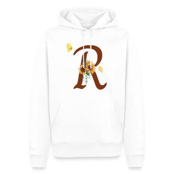 Letter r sunflower butterfly - Men’s Premium Organic Hoodie - white - Front - Nico (187cm)