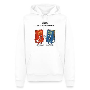 Bibel T-Shirt - Männer Premium Bio Hoodie - Weiß - Vorne - Nico (187cm)