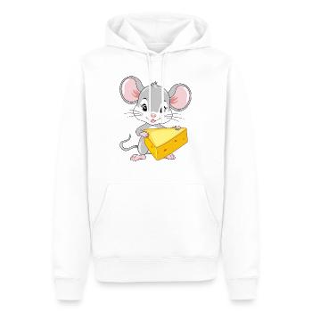 Cute baby mouse with a piece of cheese - Men’s Premium Organic Hoodie - white - Front - Nico (187cm)