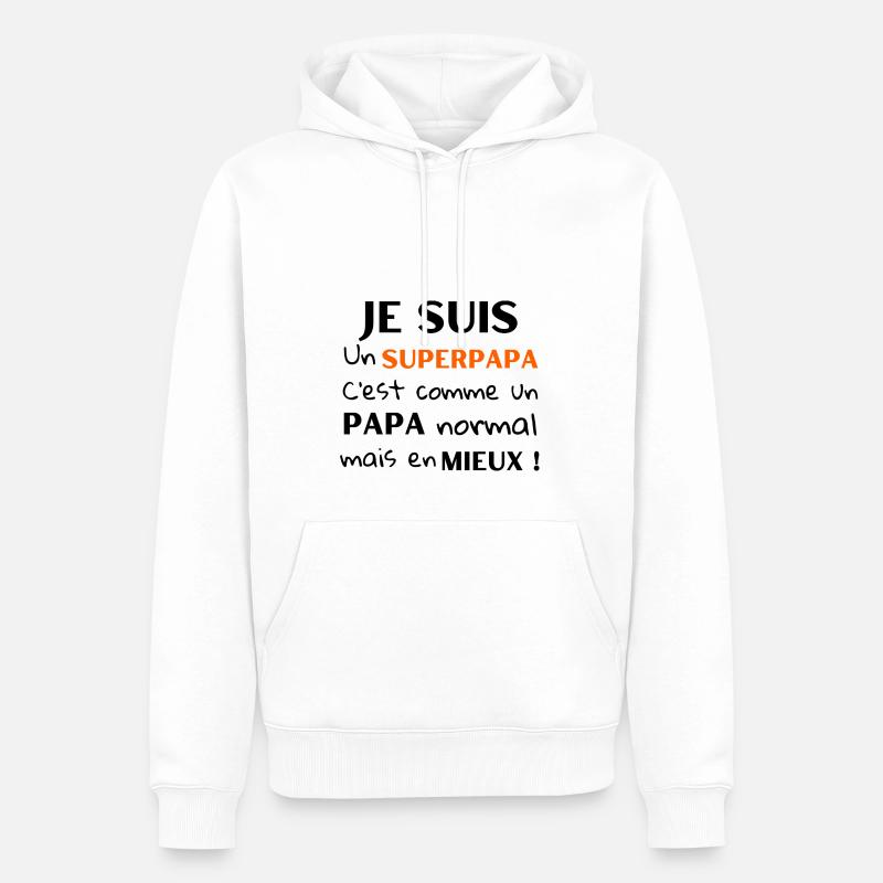 Superpapa, cadeau père, anniversaire, noël, fête - Sweat à capuche Premium bio Homme - blanc
