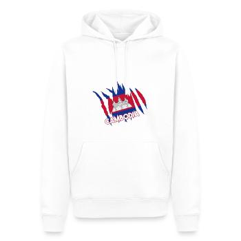Temple du Cambodge Khmer Vintage drapeau je cadeau - Sweat à capuche Premium bio Homme - blanc - Devant - Nico (187cm)