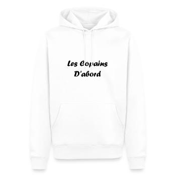 les copains d'abord - Sweat à capuche Premium bio Homme - blanc - Devant - Nico (187cm)