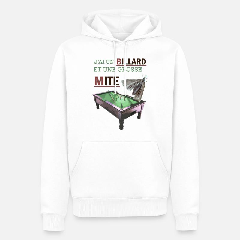 Billard et Grosse mite - Sweat à capuche Premium bio Homme - blanc